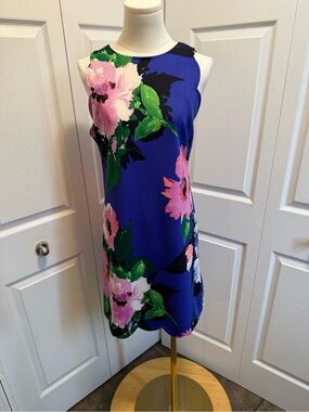 Vince Camuto Bold Floral Sleeveless Mini Dress - Blue & Pink